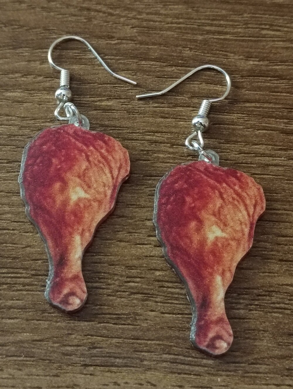 fried chicken drumstick food earrings